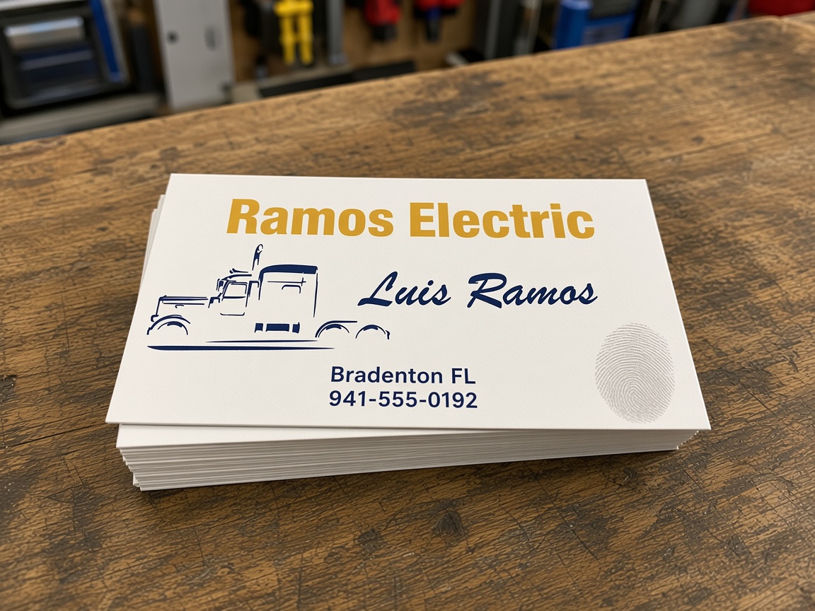 Custom business cards printed in the shop